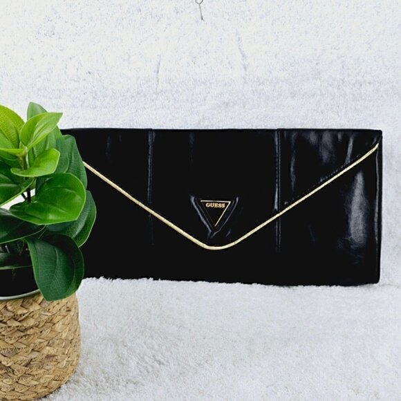 Guess Black Faux Leather Large Envelope Clutch - Picture 10 of 10